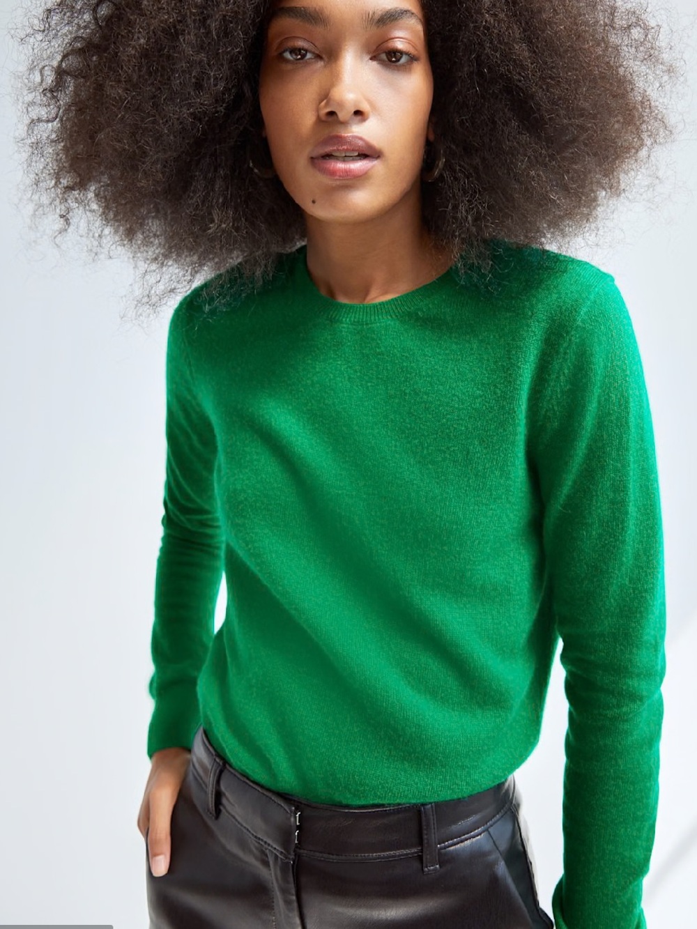 Babaton Quarterly Cashmere Sweater Cashmere Crewneck in Green Size S